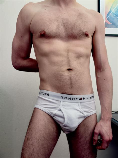 Brand new pair of white briefs to show off for Tighty Whities Tuesday
