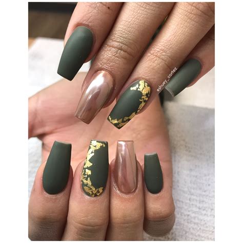 Olive Green Nails Instagram @shuey_cortez | Matte green nails, Olive