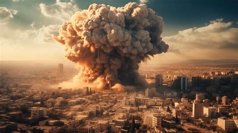 premium photo missile rocket attack causing large explosion  red