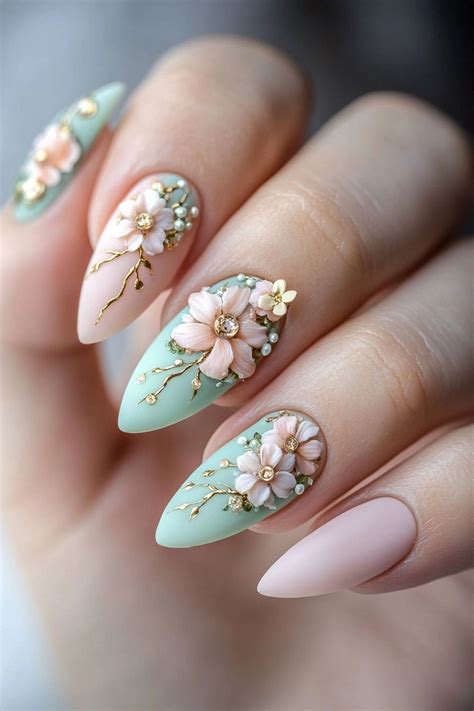 pastel floral nail art spring perfection   floral nails