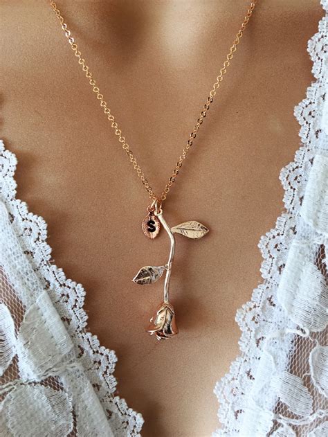 Original Beauty and the Beast Rose Necklace, Rose Gold Rose Necklace