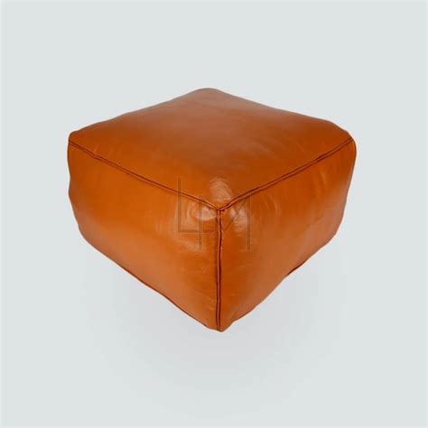 Square Handmade Leather Pouf – lumieresmed