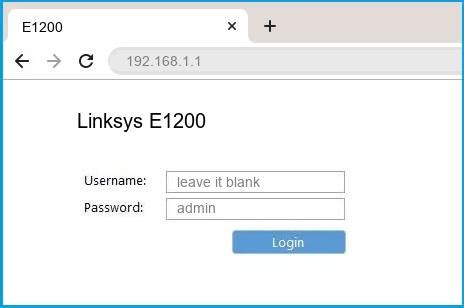 Linksys E1200 Router Login and Password