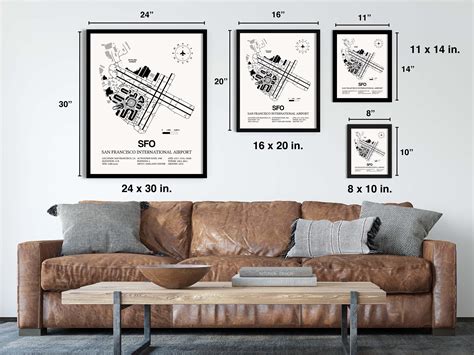 SFO Airport Map, San Francisco International Airport Framed Print