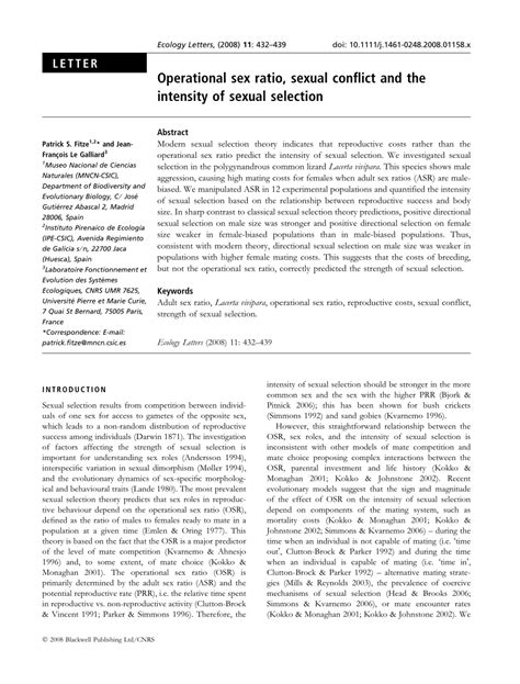 operational sex ratio sexual conflict   intensity