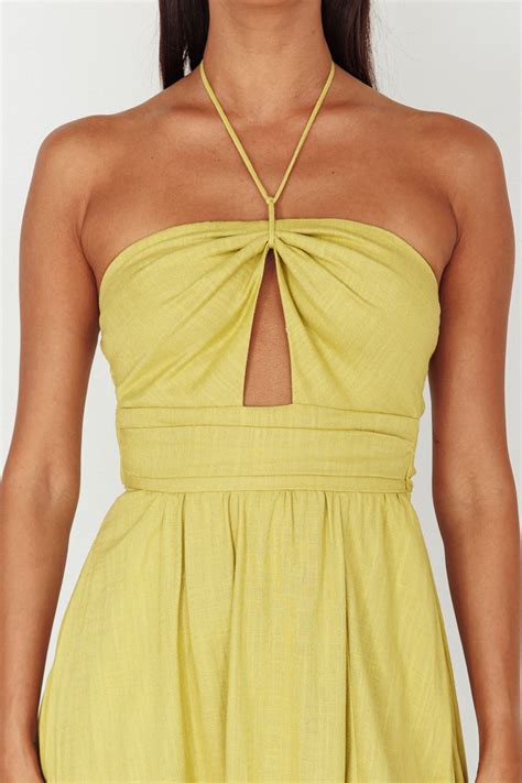 Shop the Maravilhosa Keyhole Halter Midi Dress Lime