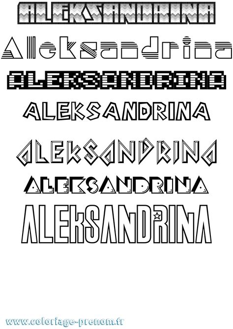 Coloriage du prénom Aleksandrina : à Imprimer ou Télécharger facilement
