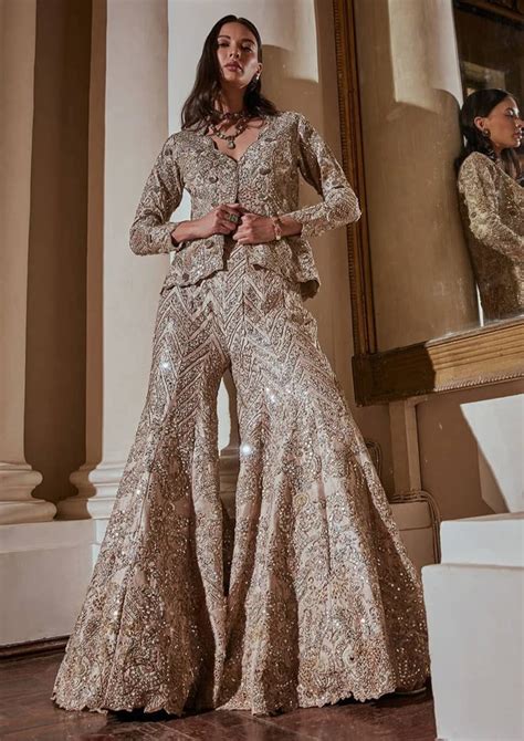 Grey jacket and sharara set | Sharara, Sharara designs, Shimmery dress
