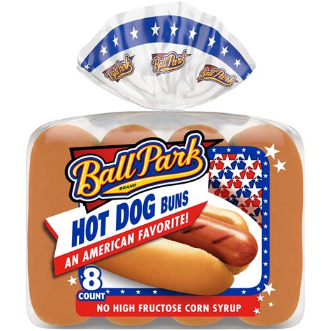 Ball Park White Hot Dog Buns, 8 Count, 14 oz Bag, Soft for Grilling