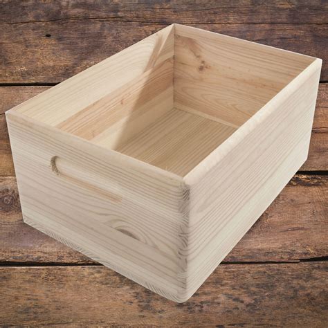 wooden open decorative storage boxes  sizes small  large pinewood crate ebay