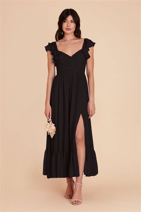 Michelle Black Chiffon Bridesmaid Dress | Birdy Grey