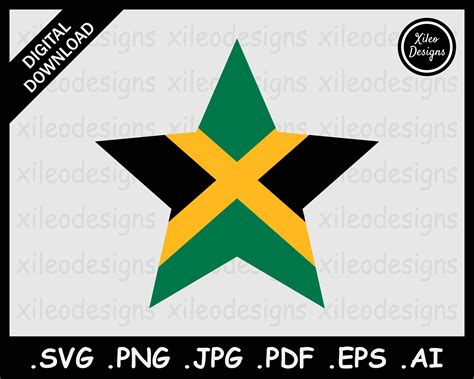 Jamaica Star Flag SVG Jamaican Star Shape Flag Country Nation - Etsy