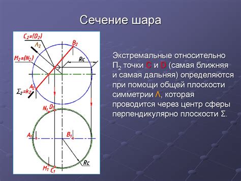 Сечение сферы плоскостями уровня. Сечение шара проецирующими ...