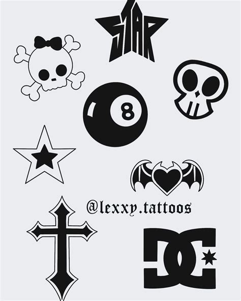 Y2K Goth Tattoo Flash in 2025 | Goth tattoo, Emo tattoos, Flash tattoo