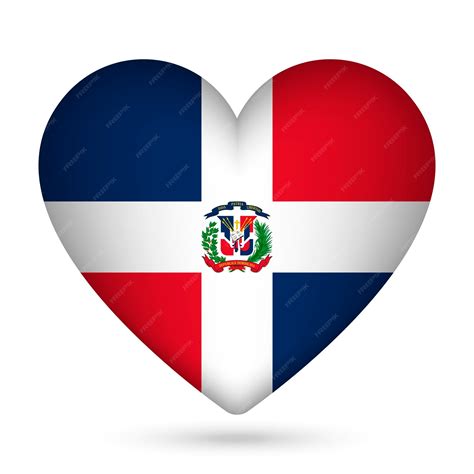 República dominicana bandera en forma de corazón ilustración vectorial