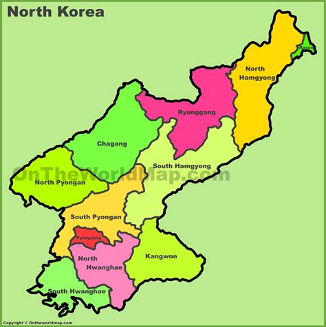administrative map  north korea provinces  north korea