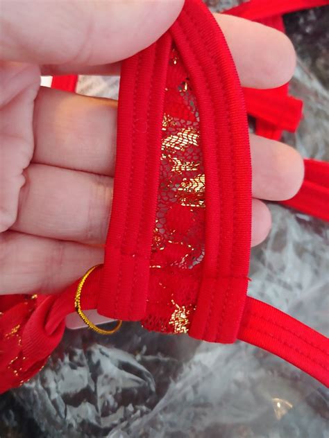 Skinbikini Micro Red Floral Metallic See Thru Bikini - New! | eBay