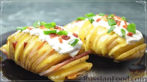 Рецепт: Картошка-гармошка, запеченная в духовке, с беконом и сыром на ...