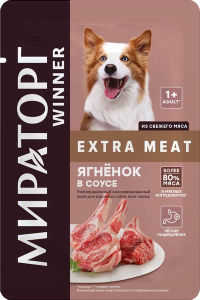 Корм Мираторг Winner Extra Meat (в соусе) для собак, с ягнёнком, 85 г x ...