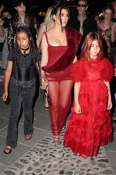Kourtney Kardashian Wore a See-Through Red Dress for Prewedding Dinner