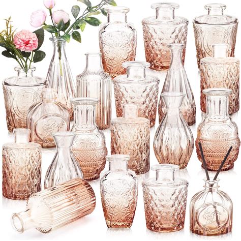 20 Pcs Glass Bud Vase Set Small Vases for Flowers Vintage Flower Vase