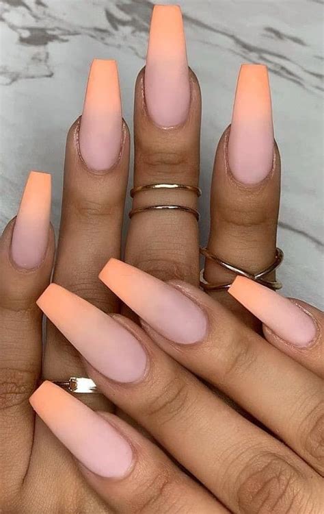 Coffin Nails Nude, Peach Acrylic Nails, Peach Nails, Blush Nails ...