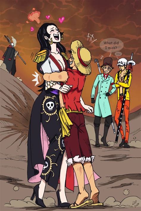 One Piece - Boa Hancock y Luffy | Desenho de uma peça, Personagens de