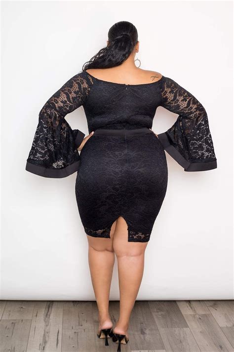 Buxom Couture Lace Bell Sleeves Dress in Black in 2024 | Women lace