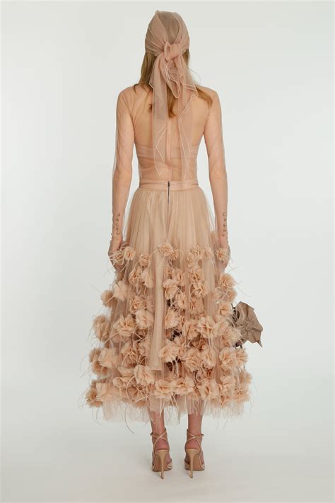 Nude Floral Applique Skirt – Kristina Fidelskaya