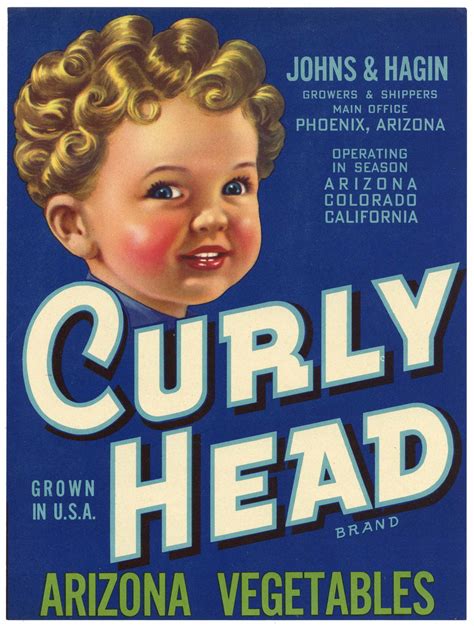Curly Head Brand Vintage Phoenix Arizona Vegetable Crate Label