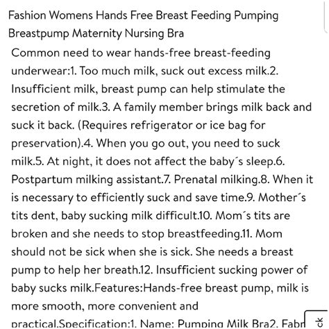 A description on a nursing bra. "Mom's tits are broken... needs a
