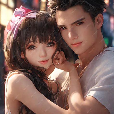 Premium AI Image | anime couple lover hand draw romance scene