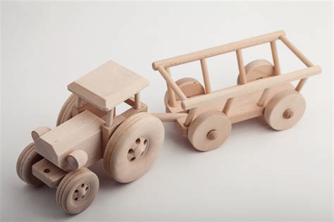 Wooden Tractor With Trailer / Wooden Toy / Wooden Car / Eco | Etsy