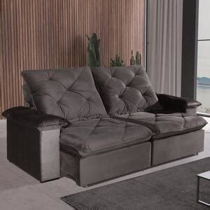 sofa orlando xm  chaise retratil  reclinavel marrom