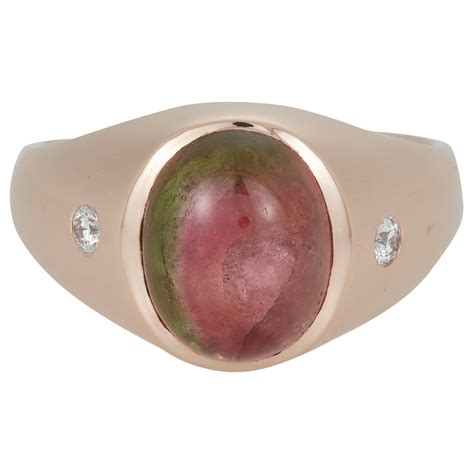 Bruno Guidi Step Cut Watermelon Tourmaline Gold Ring For Sale at 1stDibs