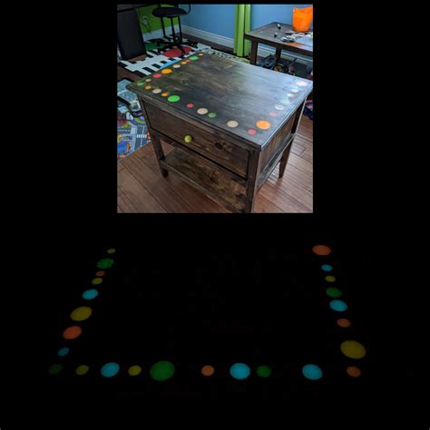 Made my son a night stand with glow in the dark epoxy : r/woodworking