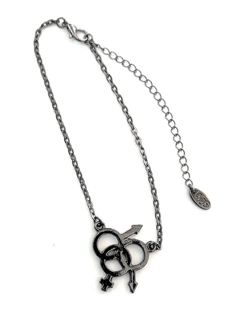 Threesome MFM Swinger Symbol - Gunmetal Black Anklet ♂♀♂ – QOS
