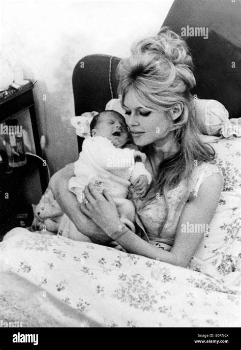 Actress Brigitte Bardot with her newborn son Nicolas Jacques Stock ...