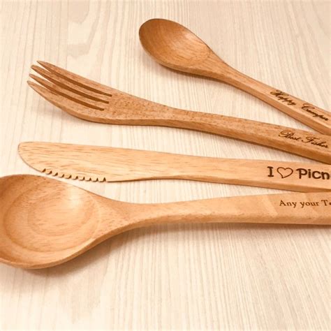 wood cutlery etsy