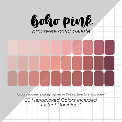 Boho Pink Procreate Color Palette (30 Colors) | Colors | Swatches