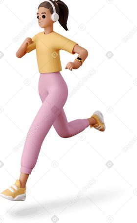 3D girl running Illustration in PNG, SVG