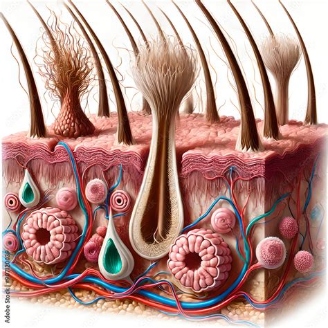 comprehensive diagram  human skin anatomy layers hair follicles