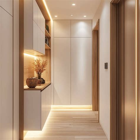 foyer design featuring suede finish laminate cabinets  contemporary