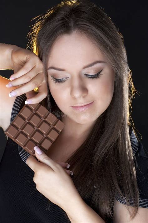 Portrait Of Beautiful Girl With A Chocolate Royalty Free Stock Photo ...