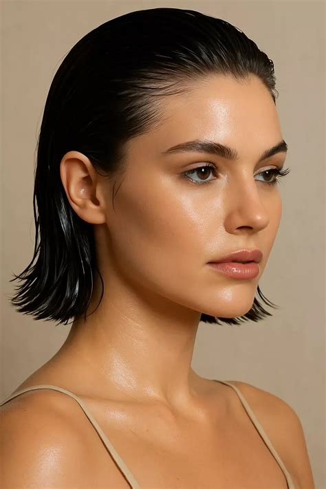 Sleek Wet Look Hair 2025 💧 Chic Short Hairstyle for Clean Girl Glam ...