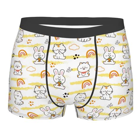 Balery Rabbit And Milk Tea Men's Boxer Briefs, Soft and Breathable