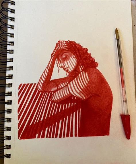 Red pen doodle : r/drawing