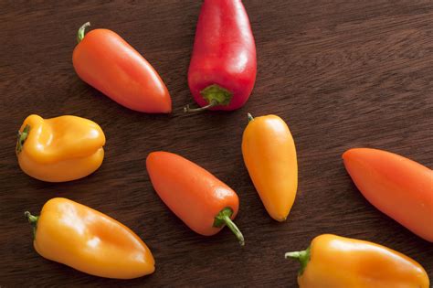 stock photo  colourful red  orange mini sweet peppers