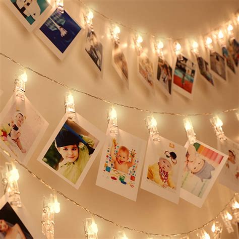 50 LED Photo Clip String Lights, Hanging Holder Display Wall, Fairy