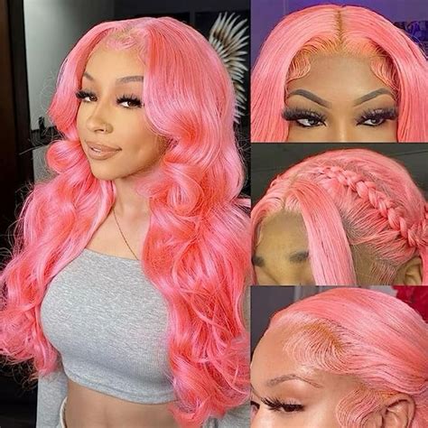 Avolo Pink Lace Front Wig Human Hair Pre Plucked 13x4 Pink Wig Human ...